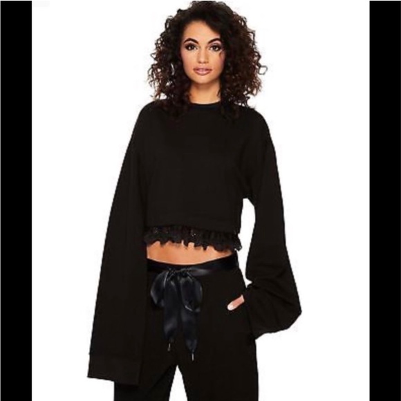 NWT Medium puma fenty by rihanna cropped black jersey with lace - Picture 3 of 4